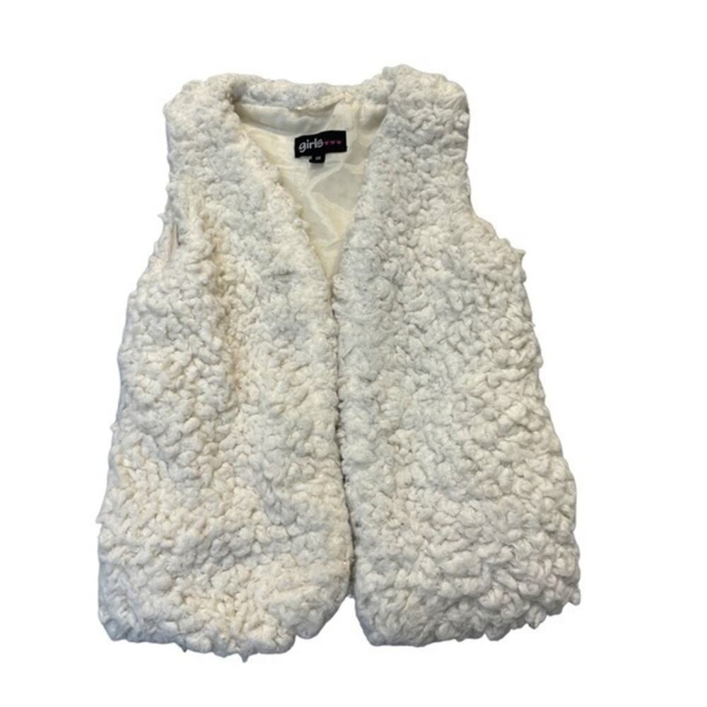 Off White Cream Teddy Fleece Zip-Up Vest Girl’s Size 6X